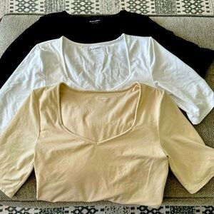 Old Navy Bodysuit (3) Medium Beige Black White Like New